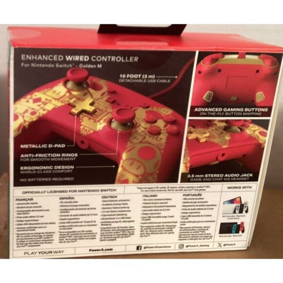 Nintendo Switch Enhanced Wired Controller Super Mario Golden M Design - Picture 3 of 4